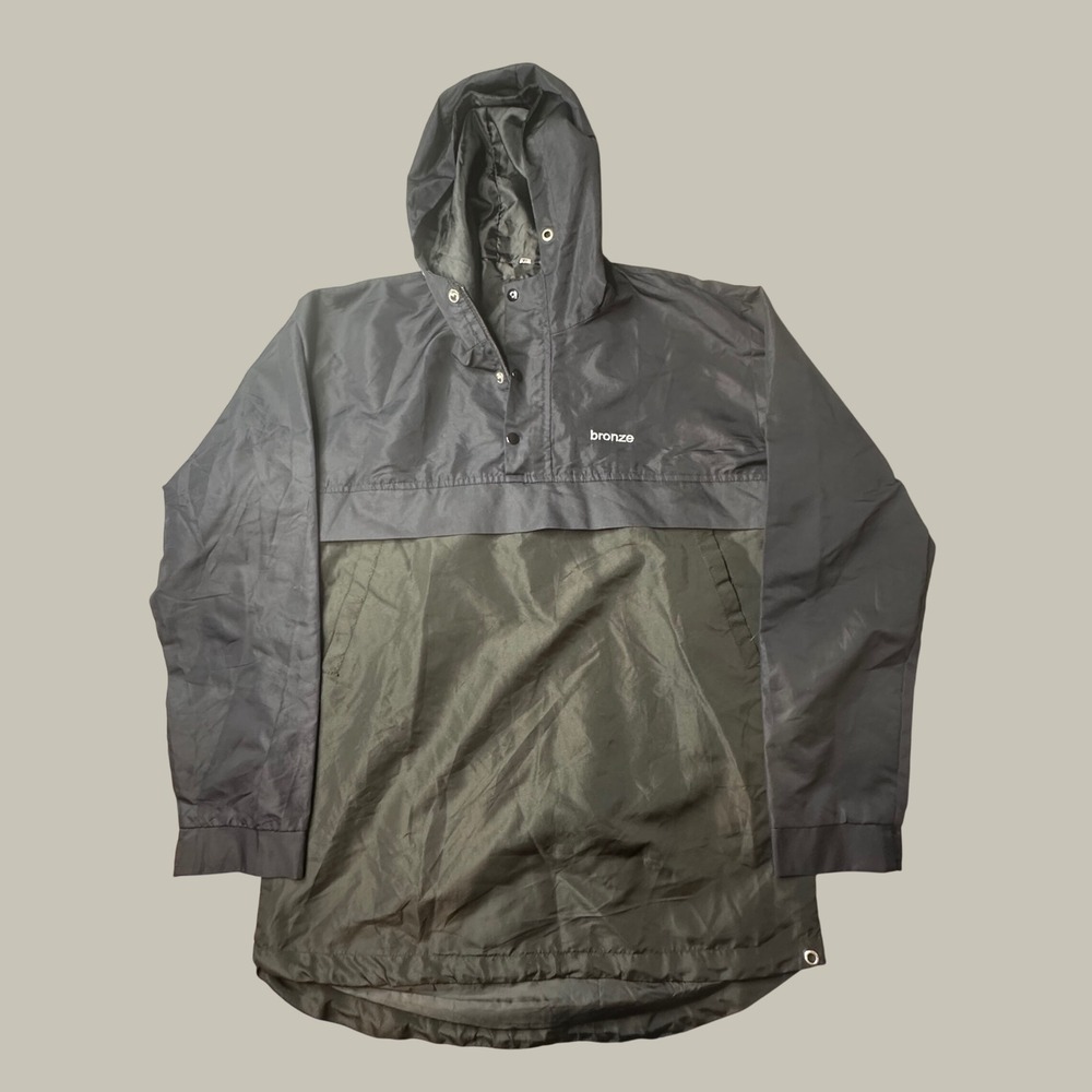 Bronze 56k Anorak Windbreaker Mens XL Colorblock Black Olive Streetwear Pullover